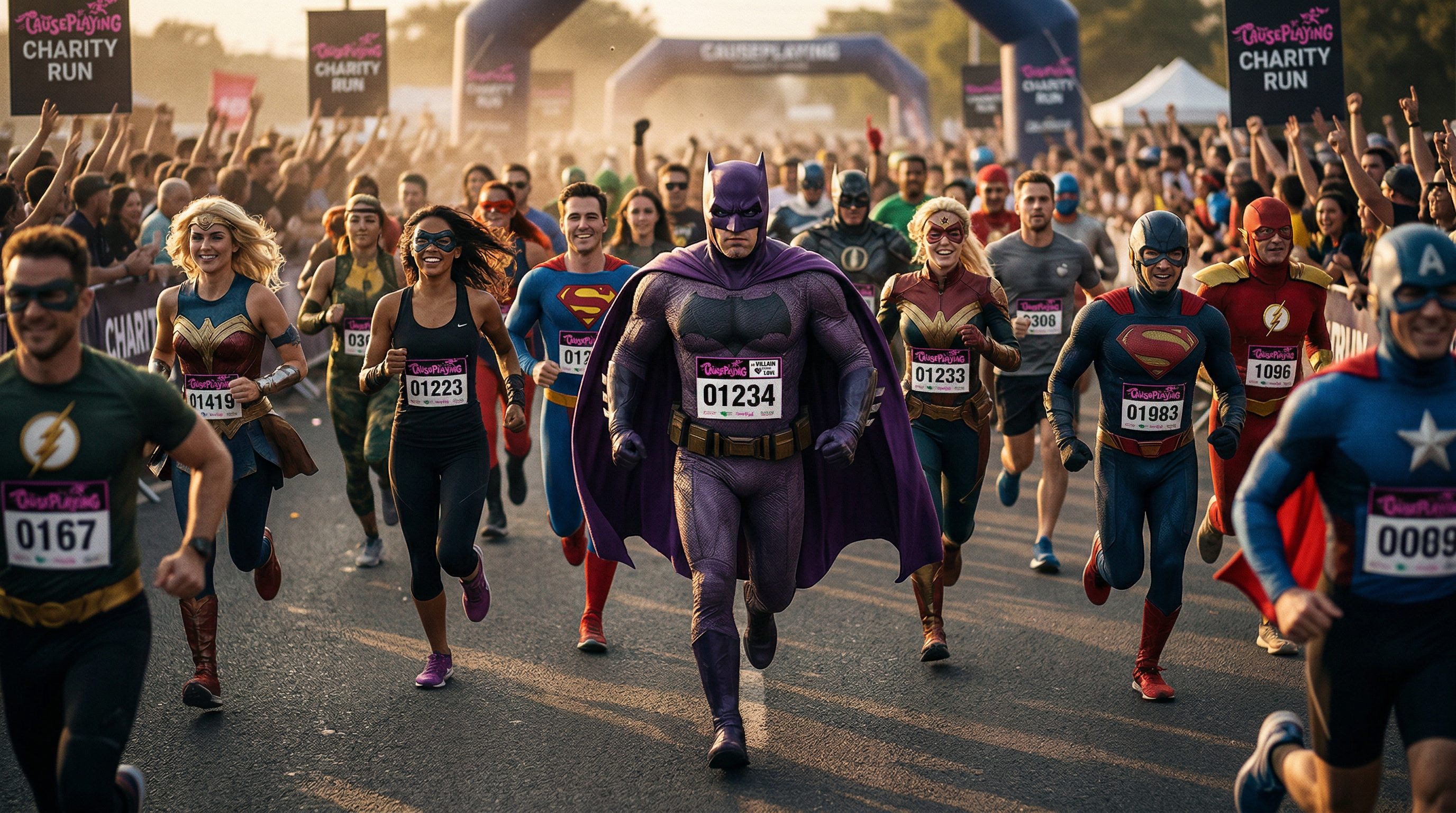 Cosplayers running
